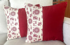 Set of 2: Maroon Warli Edge