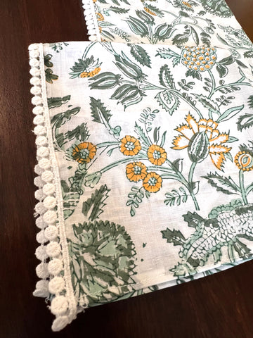 Green White Floral Roti Covers