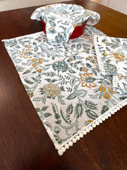 Green White Floral Roti Covers