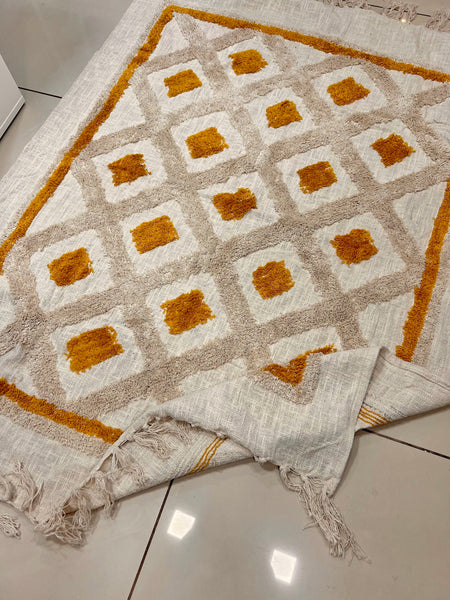 Boho Mustard Tufted Throw
