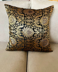 Black Banarasi Cushion Cover