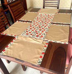 Orange Twirl - Table Runner with 6 Mats