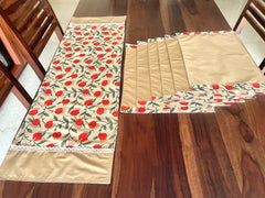 Orange Twirl - Table Runner with 6 Mats