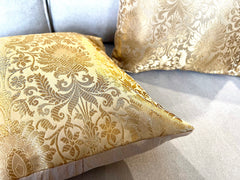 Golden Beige Banarasi Cushion Cover