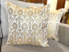 White Banarasi Cushion Cover