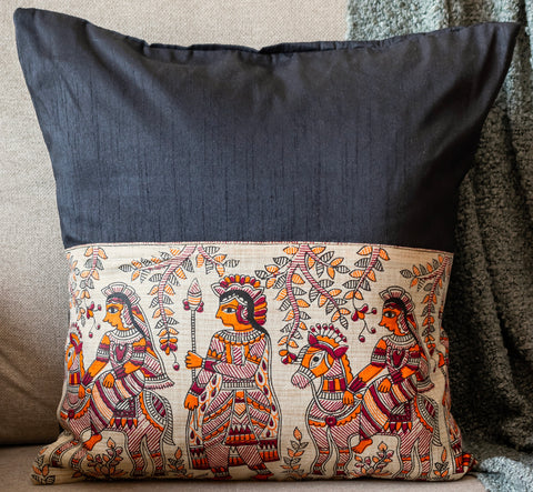 Madhubani Black Jodha Cushion Covers
