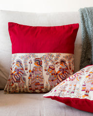 Madhubani Maroon Jodha Cushion Covers