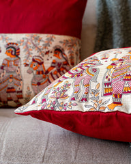 Madhubani Maroon Jodha Cushion Covers