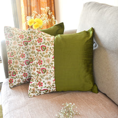 Embroidery Half Emerald Garden Cushion Covers