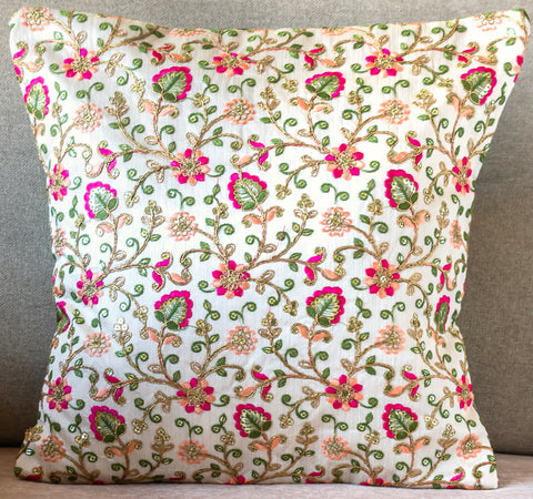 Embroidery Emerald Garden Cushion Covers