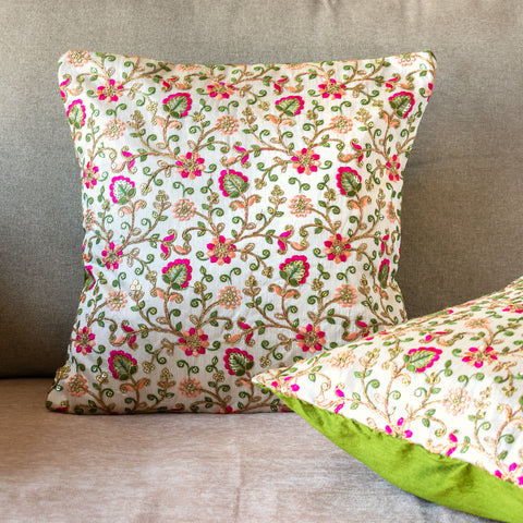 Embroidery Emerald Garden Cushion Covers