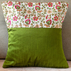 Embroidery Half Emerald Garden Cushion Covers