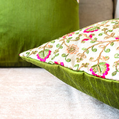 Embroidery Half Emerald Garden Cushion Covers