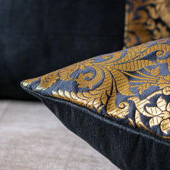 Black Banarasi Trim Cushion Cover