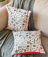 Multicoloured Warli Cushion Cover