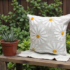 Daisy burlap Cushion Covers
