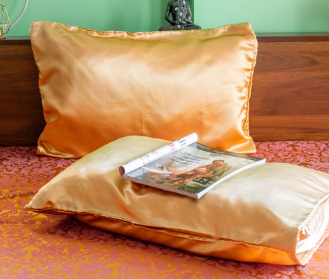 Gold Satin Silk Pillow Covers