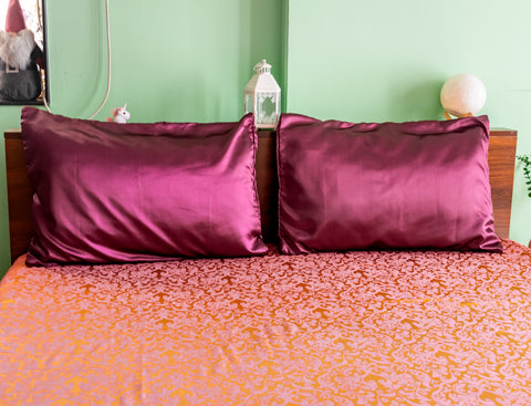 Maroon Satin Silk Pillow Covers