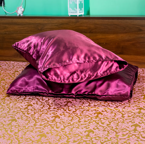 Maroon Satin Silk Pillow Covers