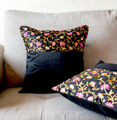 Embroidery Half Night Garden Cushion Cover