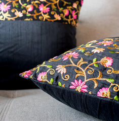 Embroidery Half Night Garden Cushion Cover