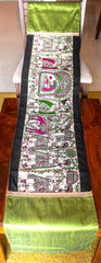 Madhubani: Vaidehi Pink Green Long Runner