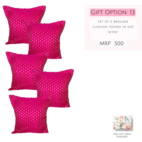 Set of 5 Fuchsia Cushion Covers