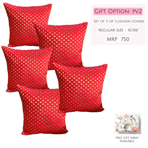 Set of 5 Red Triangle Cushion Covers