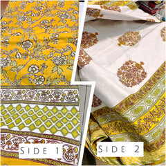 Yellow Floral Jaipuri Dohar