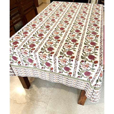 Carnation Handblock Printed Tablecloth