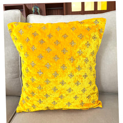 Yellow Floret Velvet 16"x16" Cushion Cover