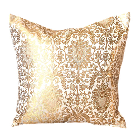 White Banarasi Cushion Cover