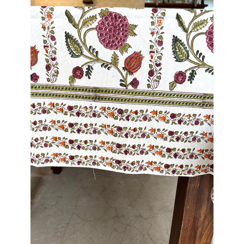 Carnation Handblock Printed Tablecloth