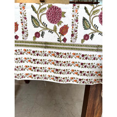 Carnation Handblock Printed Tablecloth