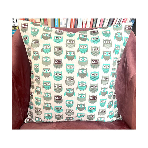 Set of 2: Teal Owl Cushion Covers