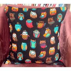 Set of 2: Black Owl Cushion Covers