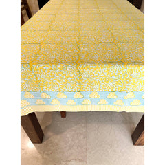 Yellow Swirl Handblock Printed Tablecloth