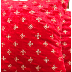 Red Floret Velvet 16"x16" Cushion Cover