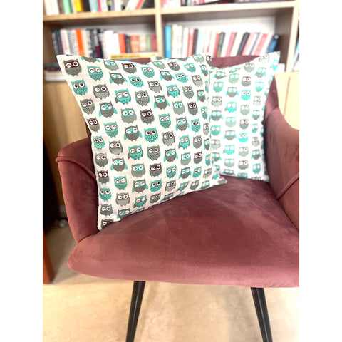 Set of 2: Teal Owl Cushion Covers