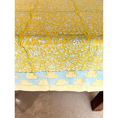 Yellow Swirl Handblock Printed Tablecloth