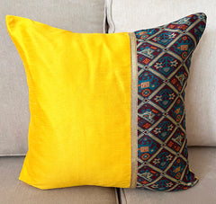 Yellow Brown Patola Cushion Cover