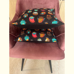 Set of 2: Black Owl Cushion Covers