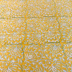 Yellow Swirl Handblock Printed Tablecloth