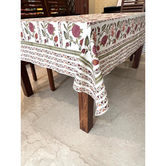 Carnation Handblock Printed Tablecloth