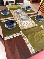 Peacock Garden - Table Runner with 6 Mats