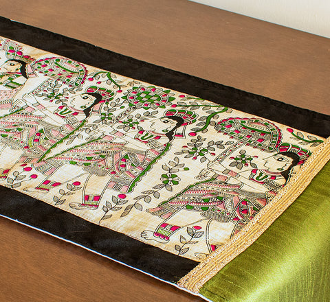 Madhubani: Vaidehi Pink Green Long Runner