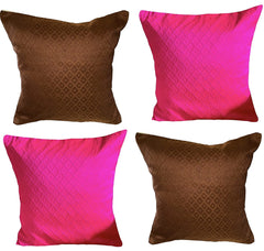 Cushion Cover Silk Size Self Design Solid Pack of 4