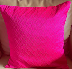 Cushion Cover Silk Size Self Design Solid Plain Pink Green Pack of 4
