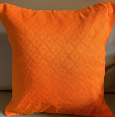 Set of 4: Imprints Self Design Red Orange Cushion Covers