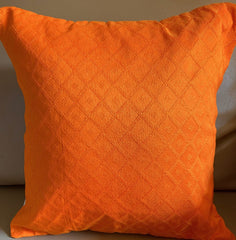 Silk Cushion Cover Pack of 4 Self Design Solid Pink Orange